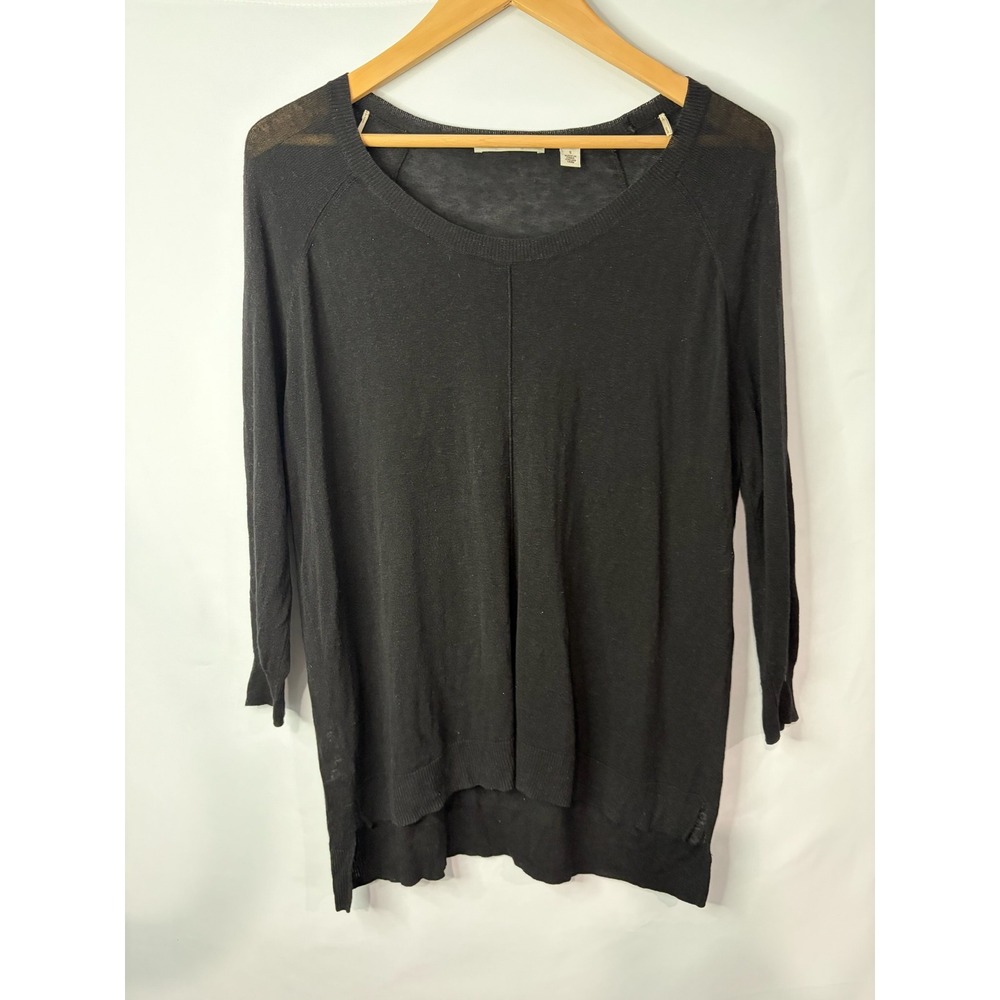 Country Road Black Linen Blend Knit Sweater Womens S Minimalist Quiet Luxury